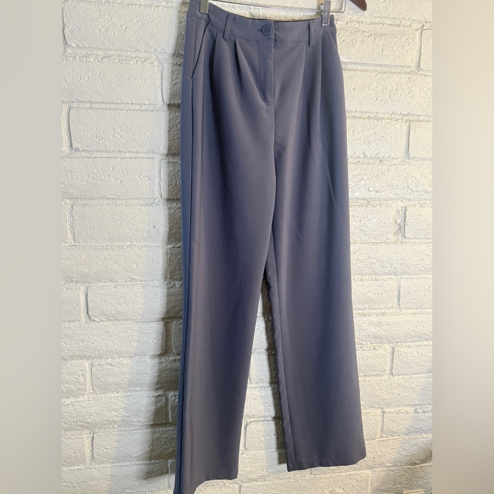 Fashion Nova High Waisted Wide Leg Pants Blue Gray Size Small